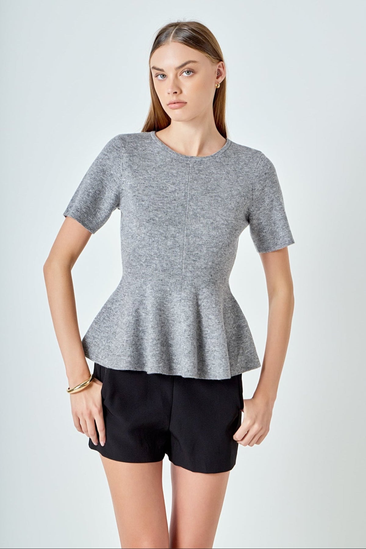 Endless Rose Best Price | Wool Blend Peplum Sweater Knit Top