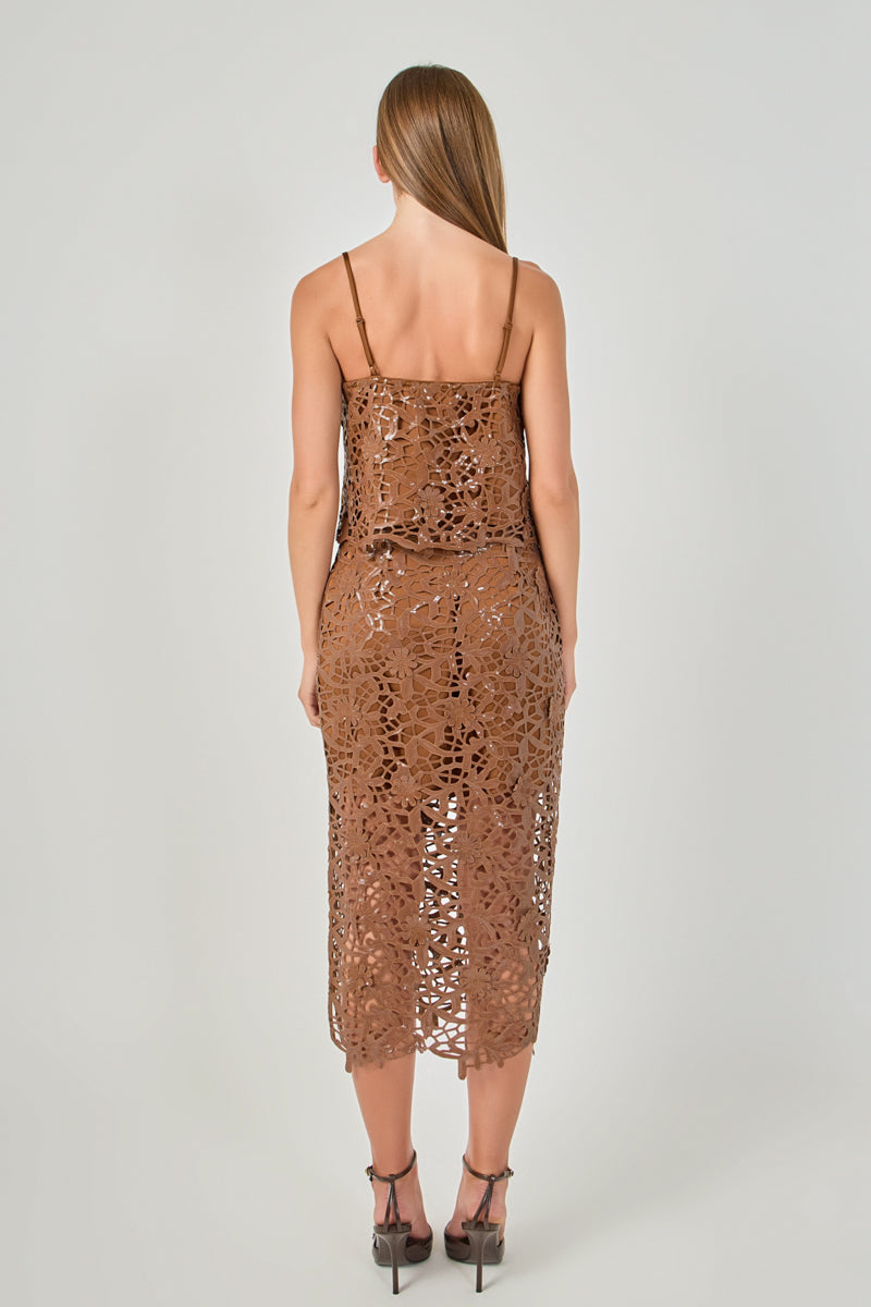 Endless Rose Hot Sale | Sequin Floral Lace Midi Skirt