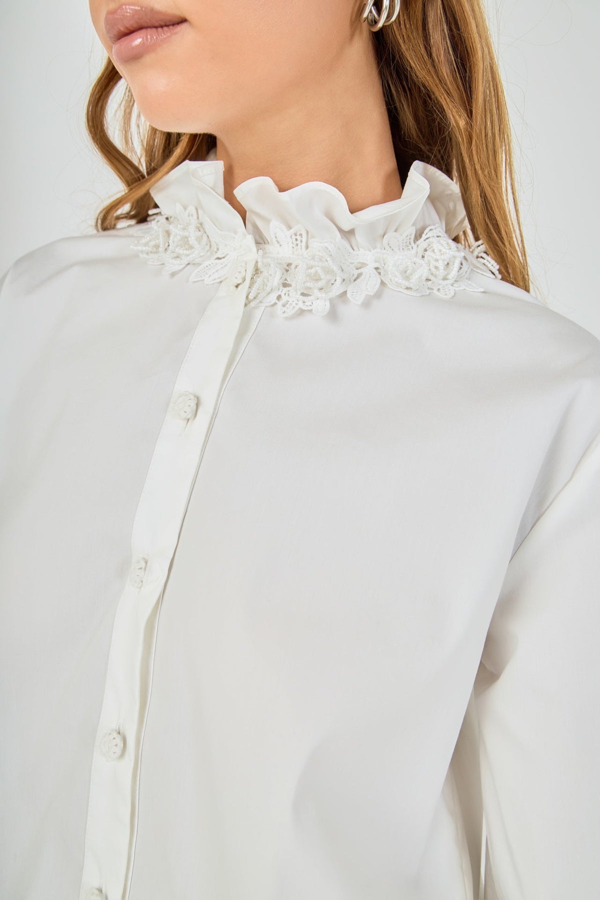 Endless Rose Everyday | Embroidered Ruffle Collar Blouse
