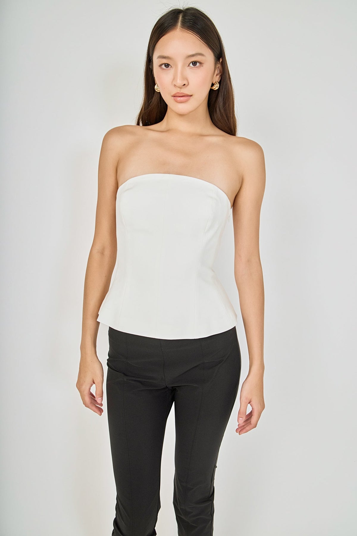 Endless Rose Customer Favorite | Strapless Paneled Peplum Top