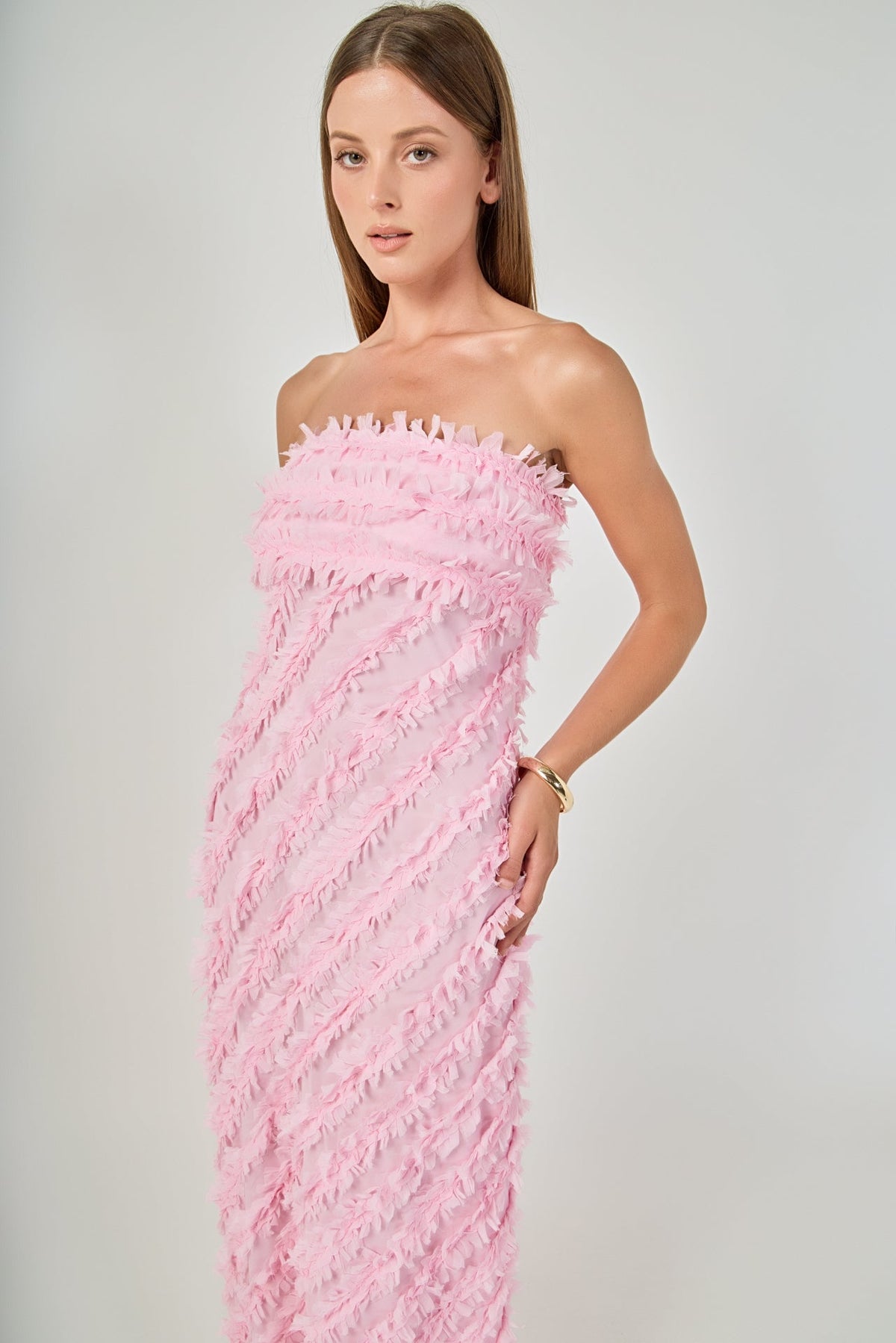 Endless Rose Signature | Strapless Ruffled Maxi Dress