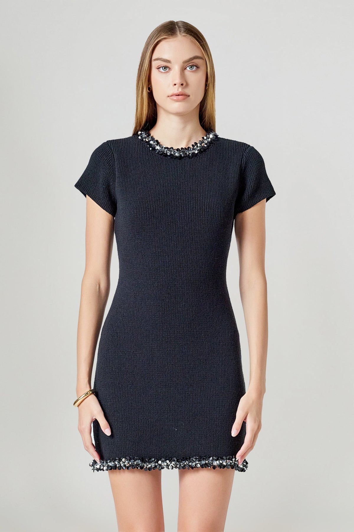 Endless Rose Everyday | Jewel Trim Knit Mini Dress