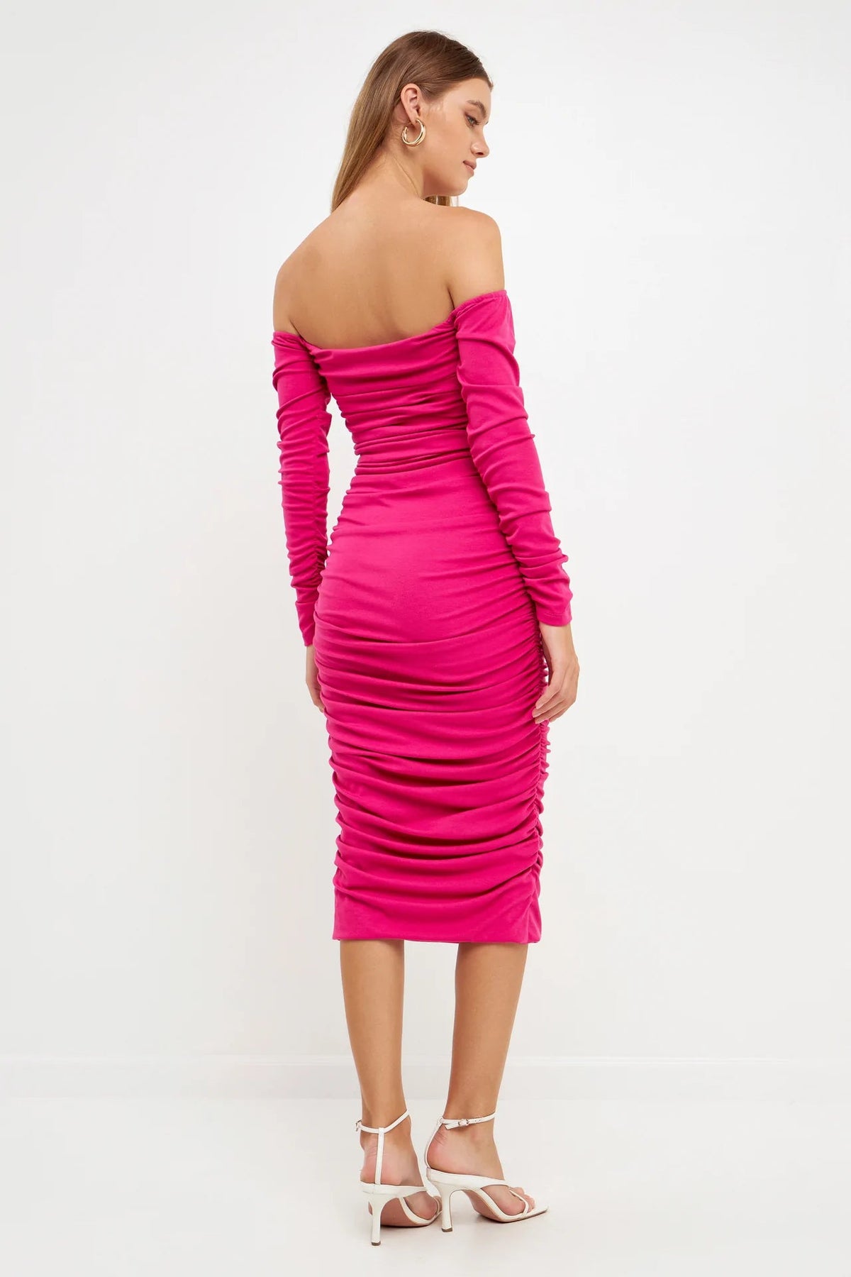 Endless Rose Deals | Off-The-Shoulder Ruched Midi Dress