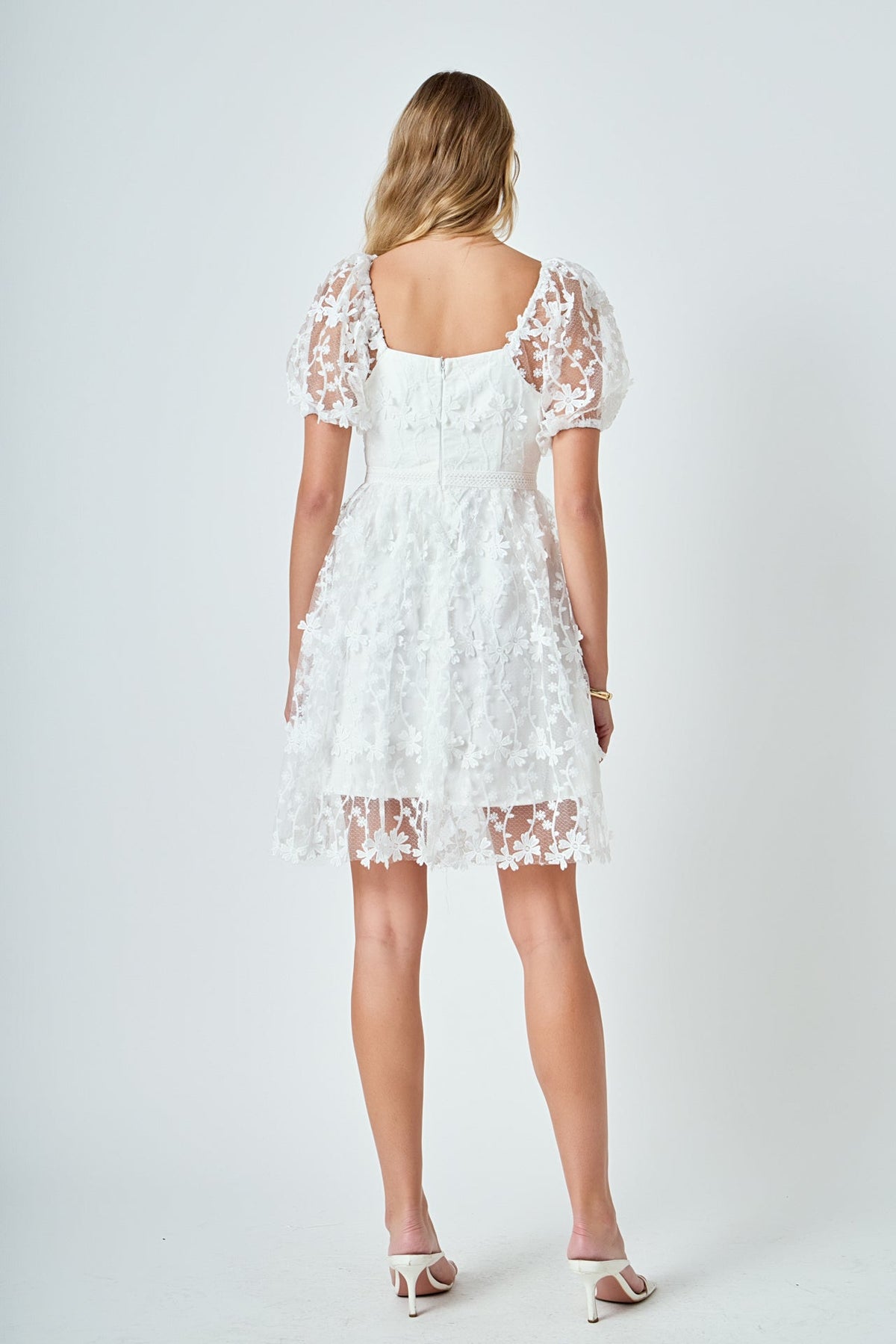 Endless Rose Quality | Crochet Lace Bustier Puff Mini Dress