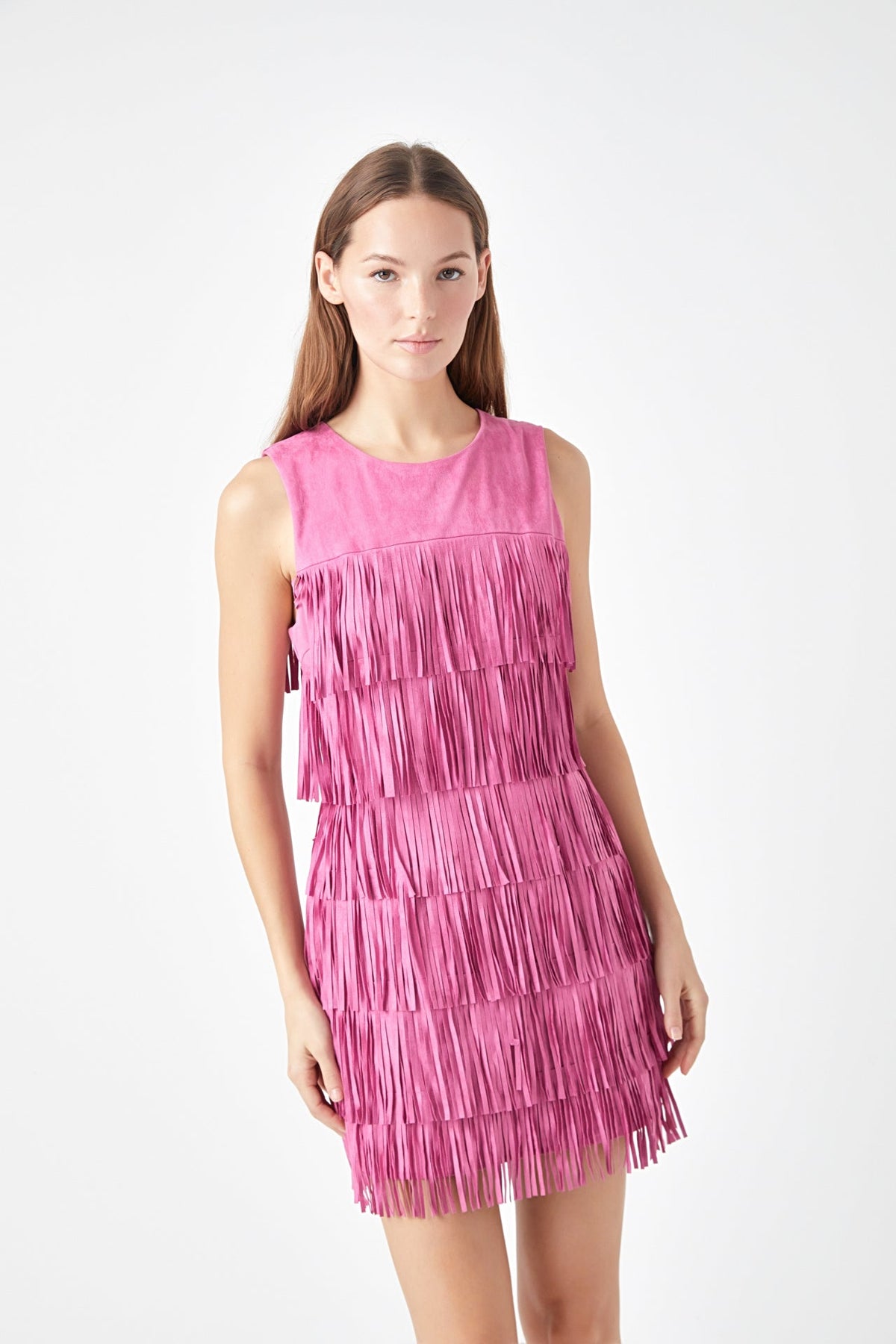 Endless Rose New | Tiered Faux Suede Fringe Mini Dress