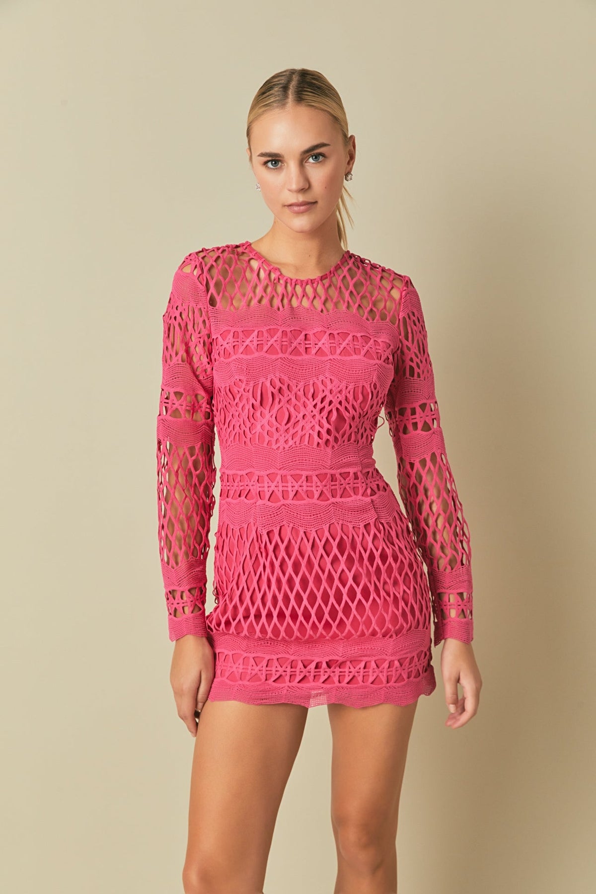 Endless Rose Special Offer | Long Sleeve Crochet Mini Dress