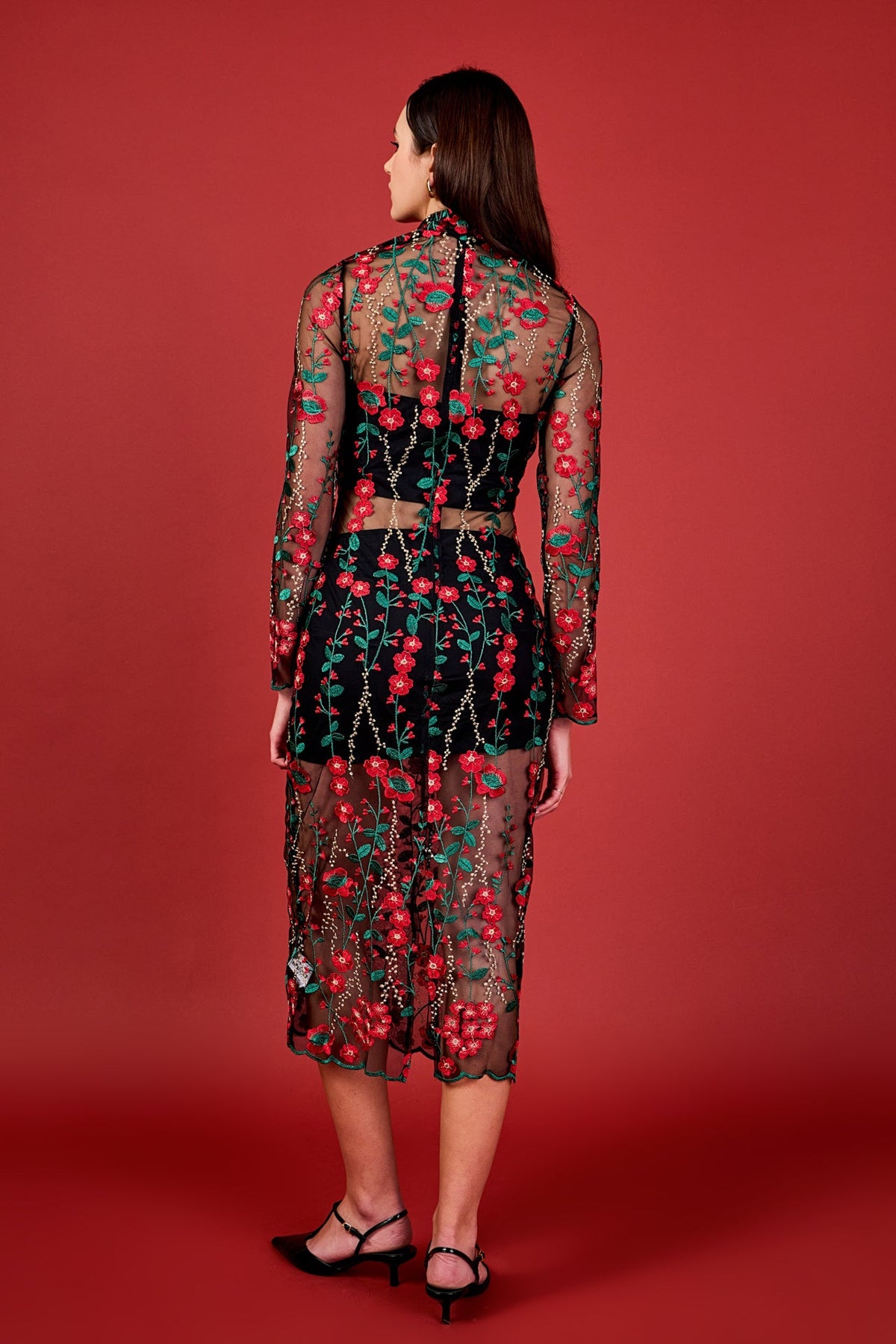 Endless Rose Quality | Floral Embroidered Midi Dress