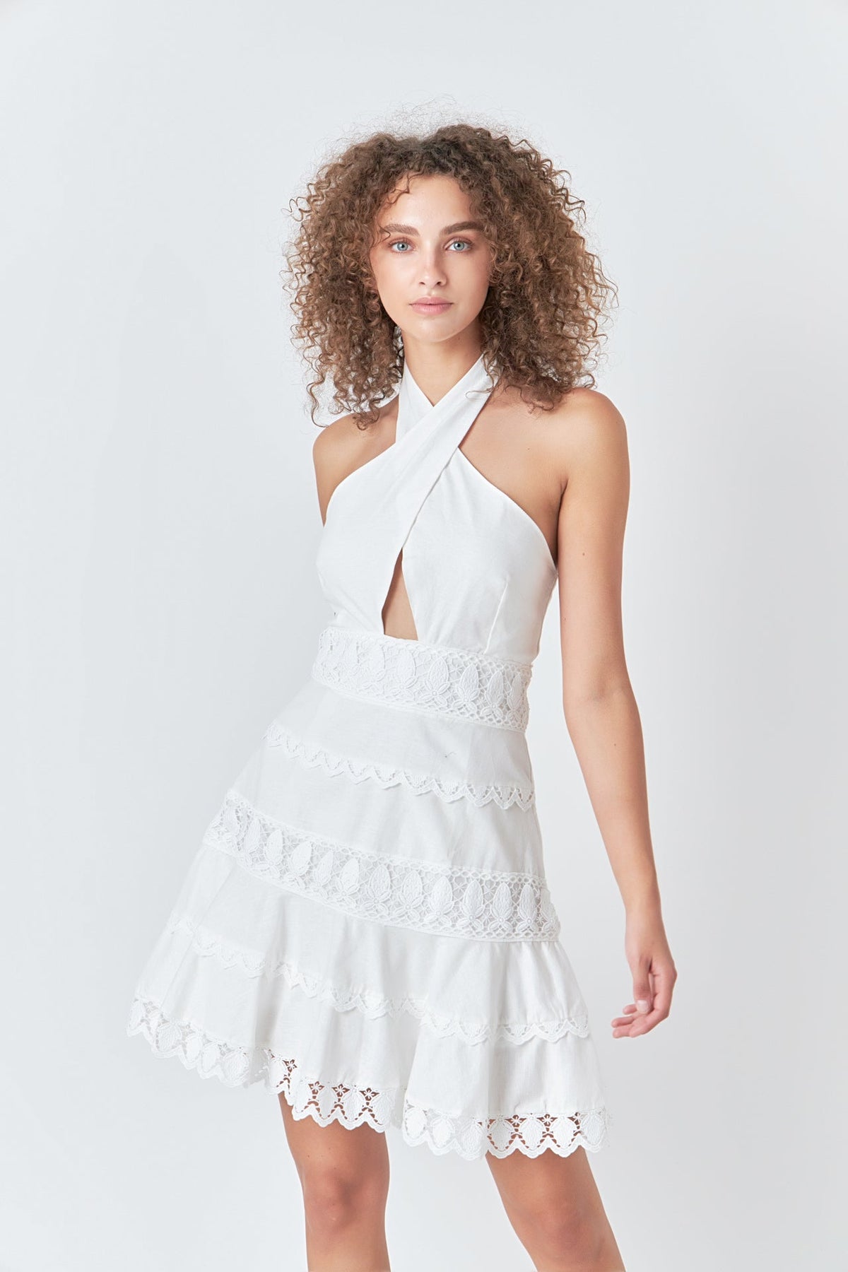 Endless Rose Deals | Halter Neck Lace Trim Dress