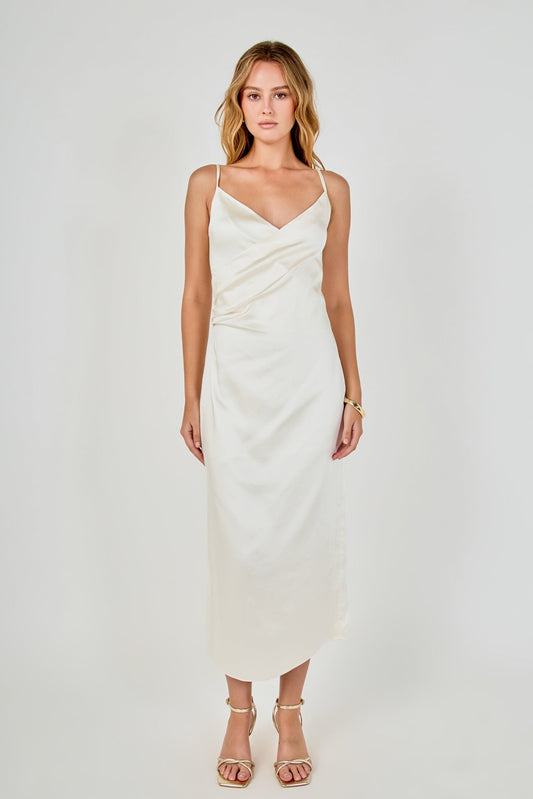Endless Rose Exclusive | Satin Wrap Midi Dress
