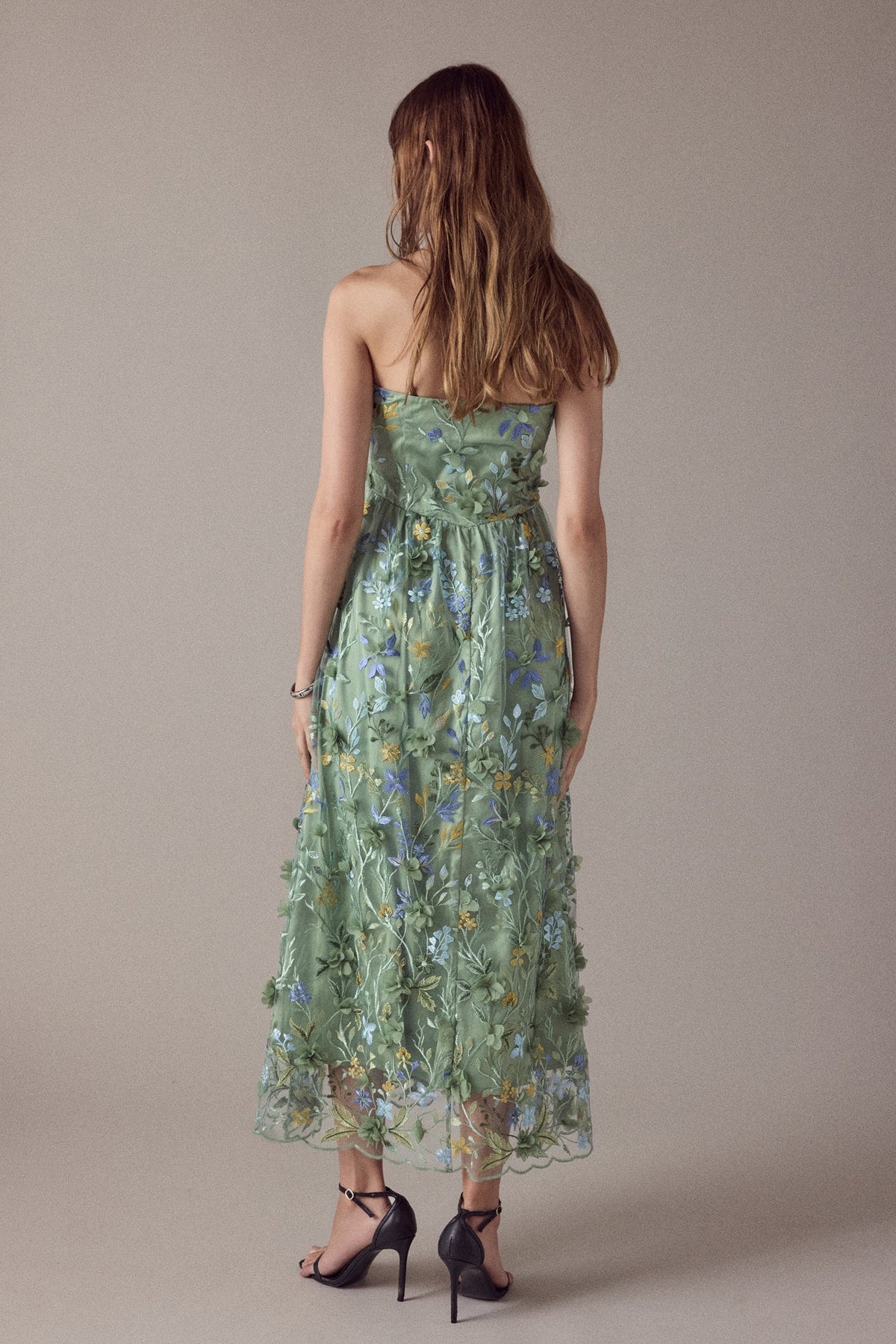 Endless Rose Latest | Strapless 3D Floral Embroidered Maxi Dress