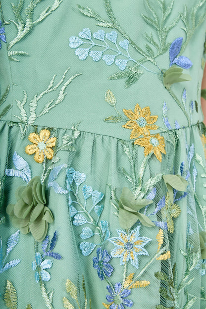 Endless Rose Latest | Strapless 3D Floral Embroidered Maxi Dress