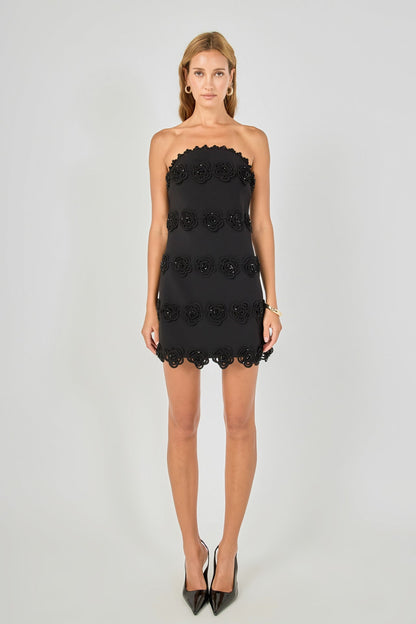 Endless Rose New | Floral Appliqué Strapless Mini Dress