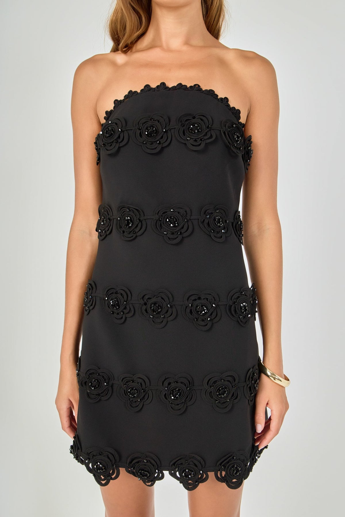 Endless Rose New | Floral Appliqué Strapless Mini Dress