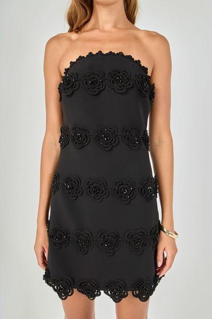 Endless Rose New | Floral Appliqué Strapless Mini Dress