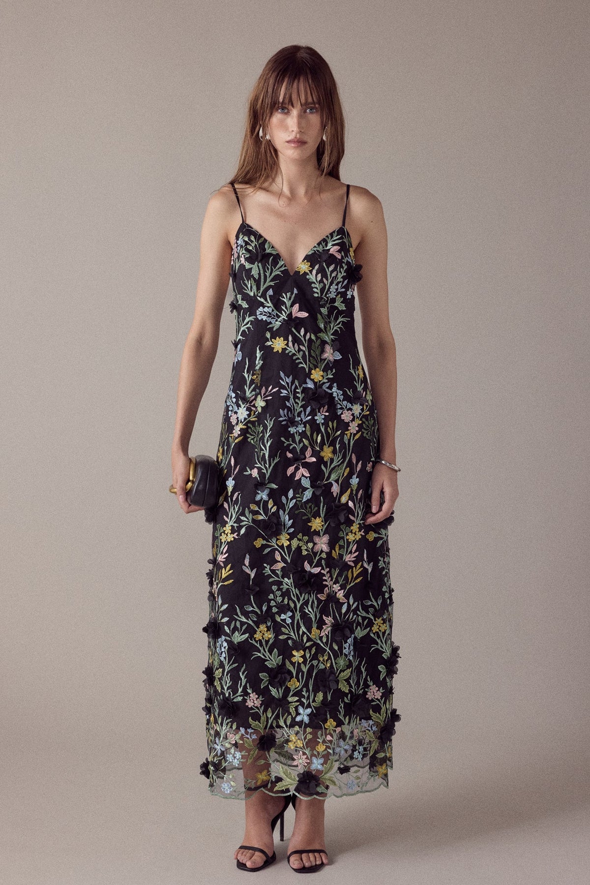 Endless Rose Popular | 3D Floral Embroidered Slim Fit Midi Dress