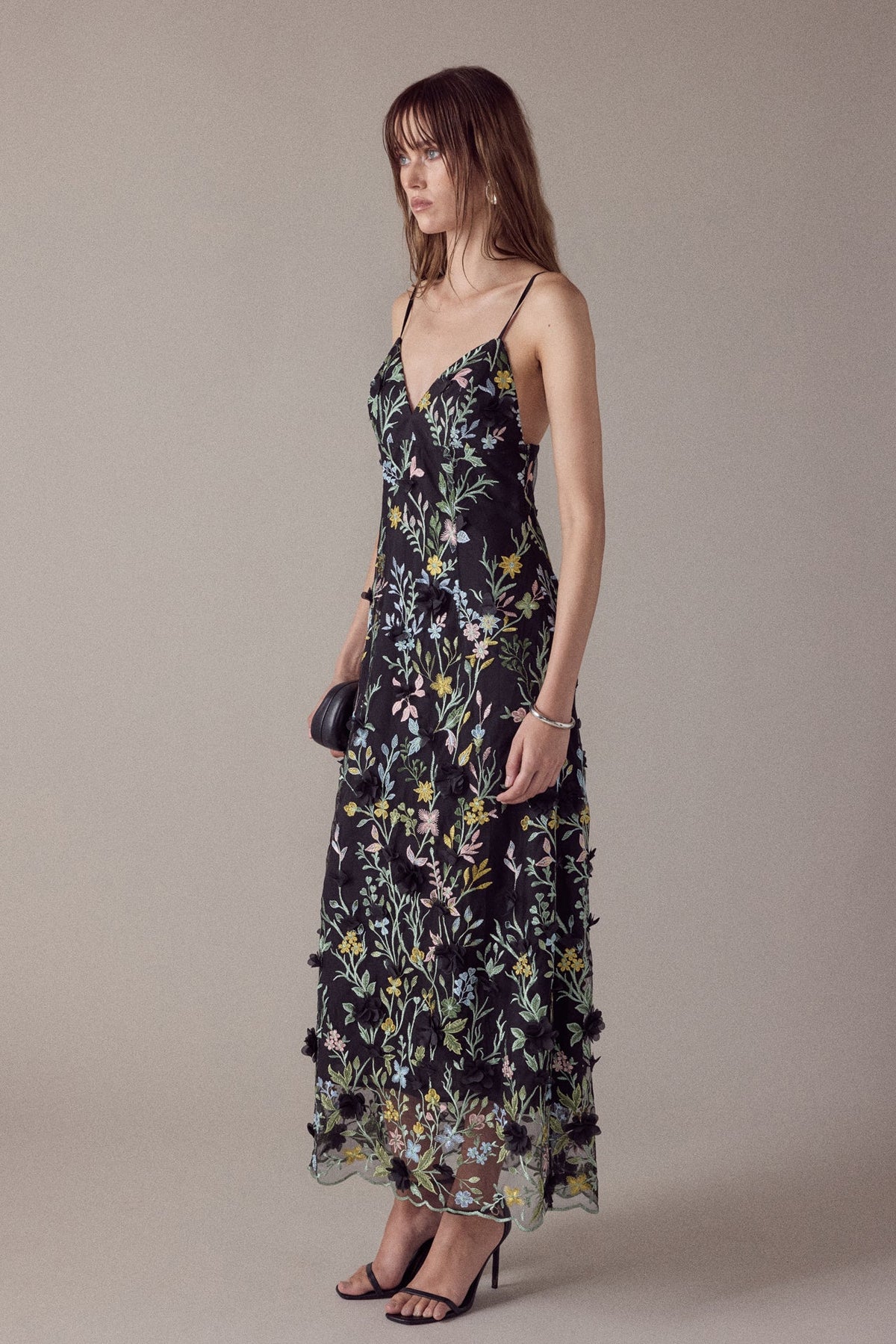 Endless Rose Popular | 3D Floral Embroidered Slim Fit Midi Dress