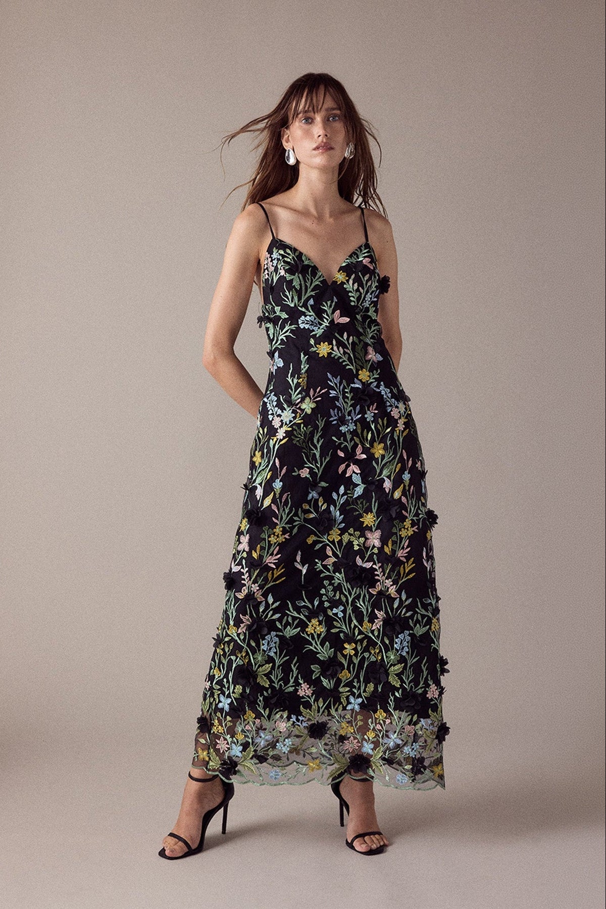 Endless Rose Popular | 3D Floral Embroidered Slim Fit Midi Dress