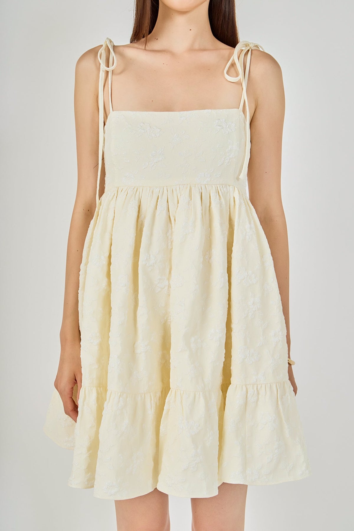 Endless Rose Deals | Floral Jacquard Babydoll Mini Dress - Endless Rose