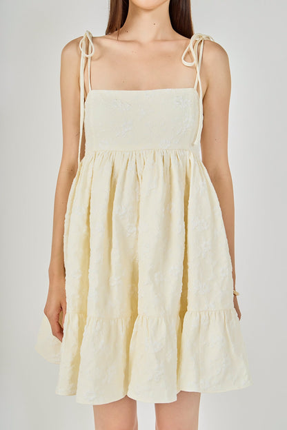Endless Rose Deals | Floral Jacquard Babydoll Mini Dress - Endless Rose