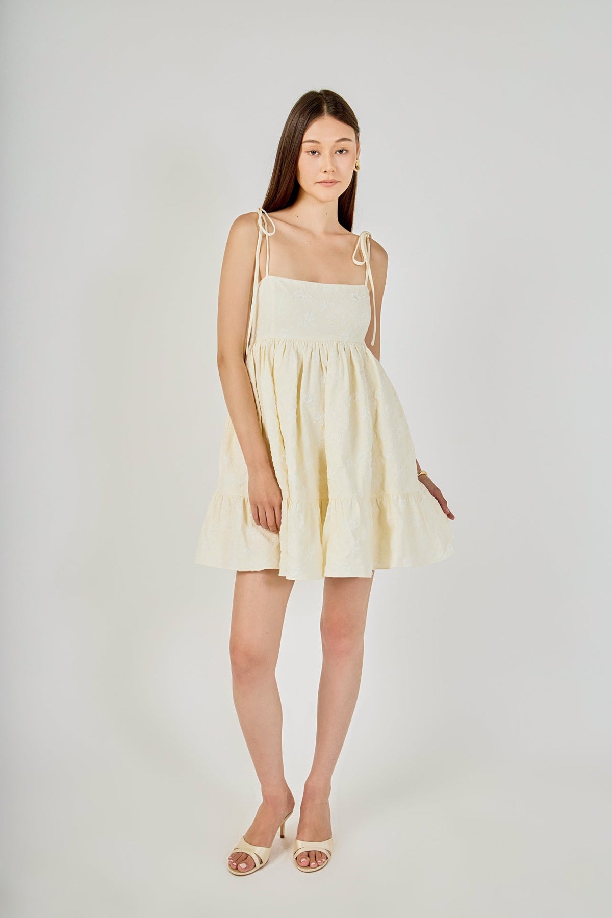 Endless Rose Deals | Floral Jacquard Babydoll Mini Dress - Endless Rose
