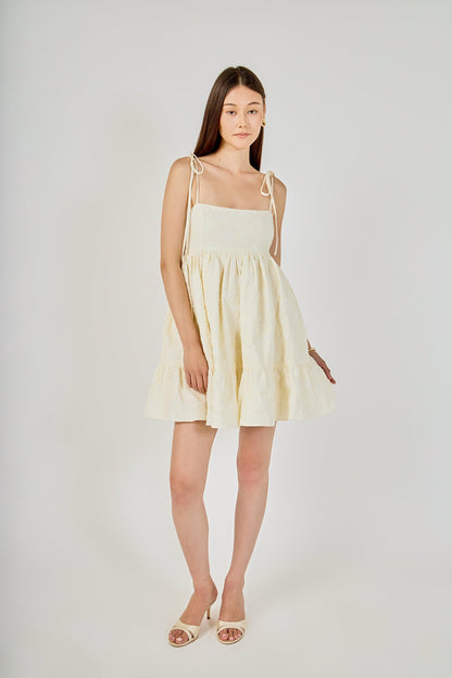 Endless Rose Deals | Floral Jacquard Babydoll Mini Dress - Endless Rose