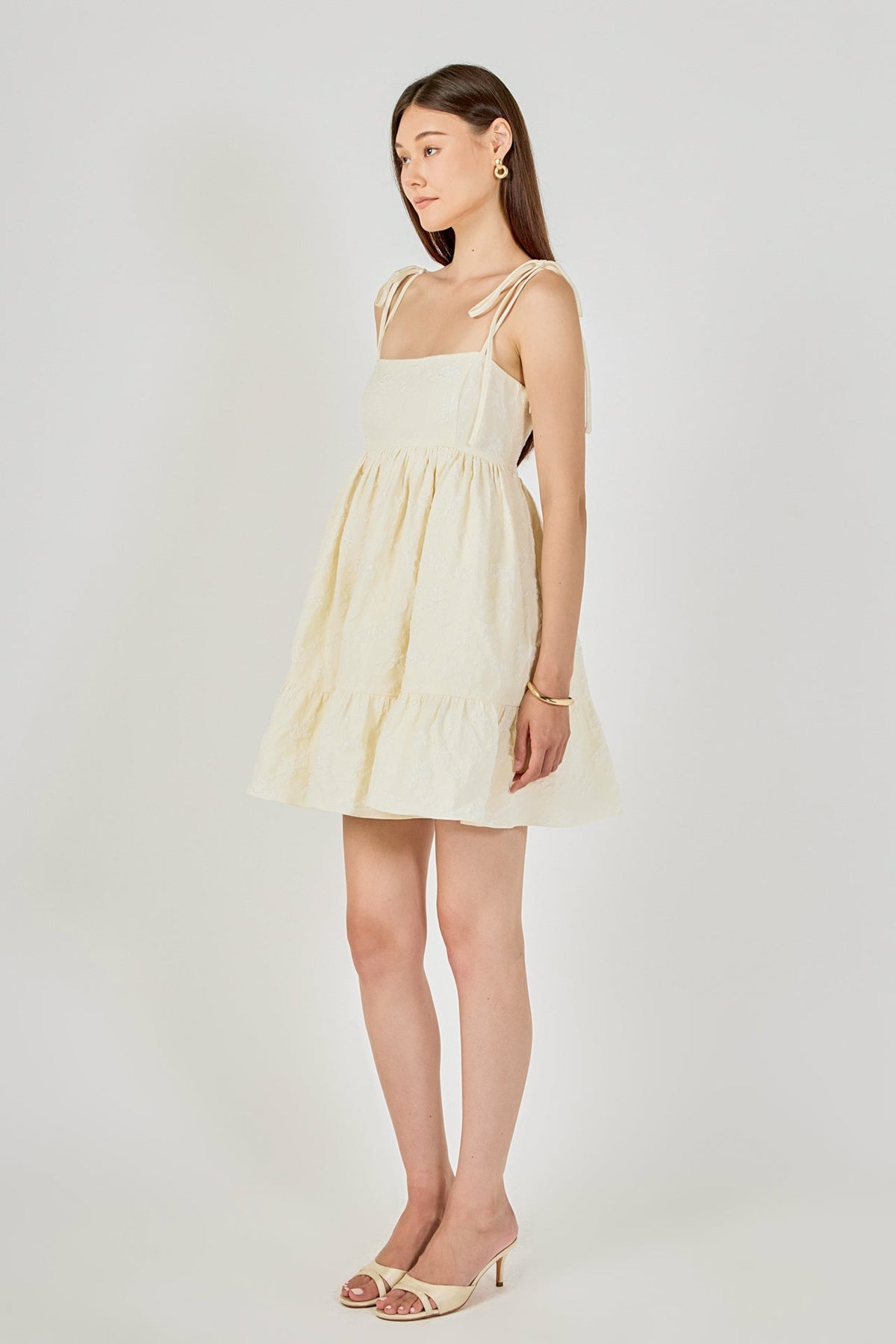 Endless Rose Deals | Floral Jacquard Babydoll Mini Dress - Endless Rose
