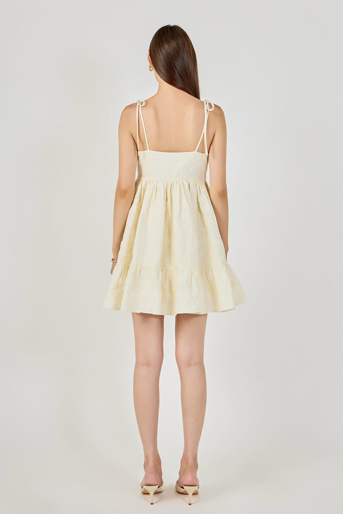 Endless Rose Deals | Floral Jacquard Babydoll Mini Dress - Endless Rose