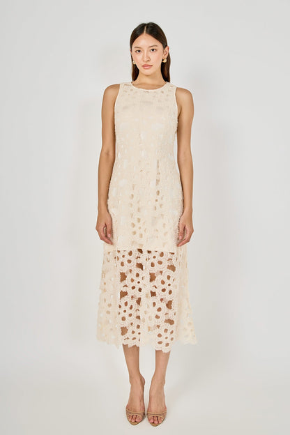 Endless Rose Quality | Pearl Floral Lace Midi Dress