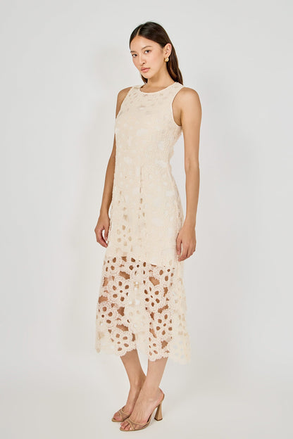 Endless Rose Quality | Pearl Floral Lace Midi Dress