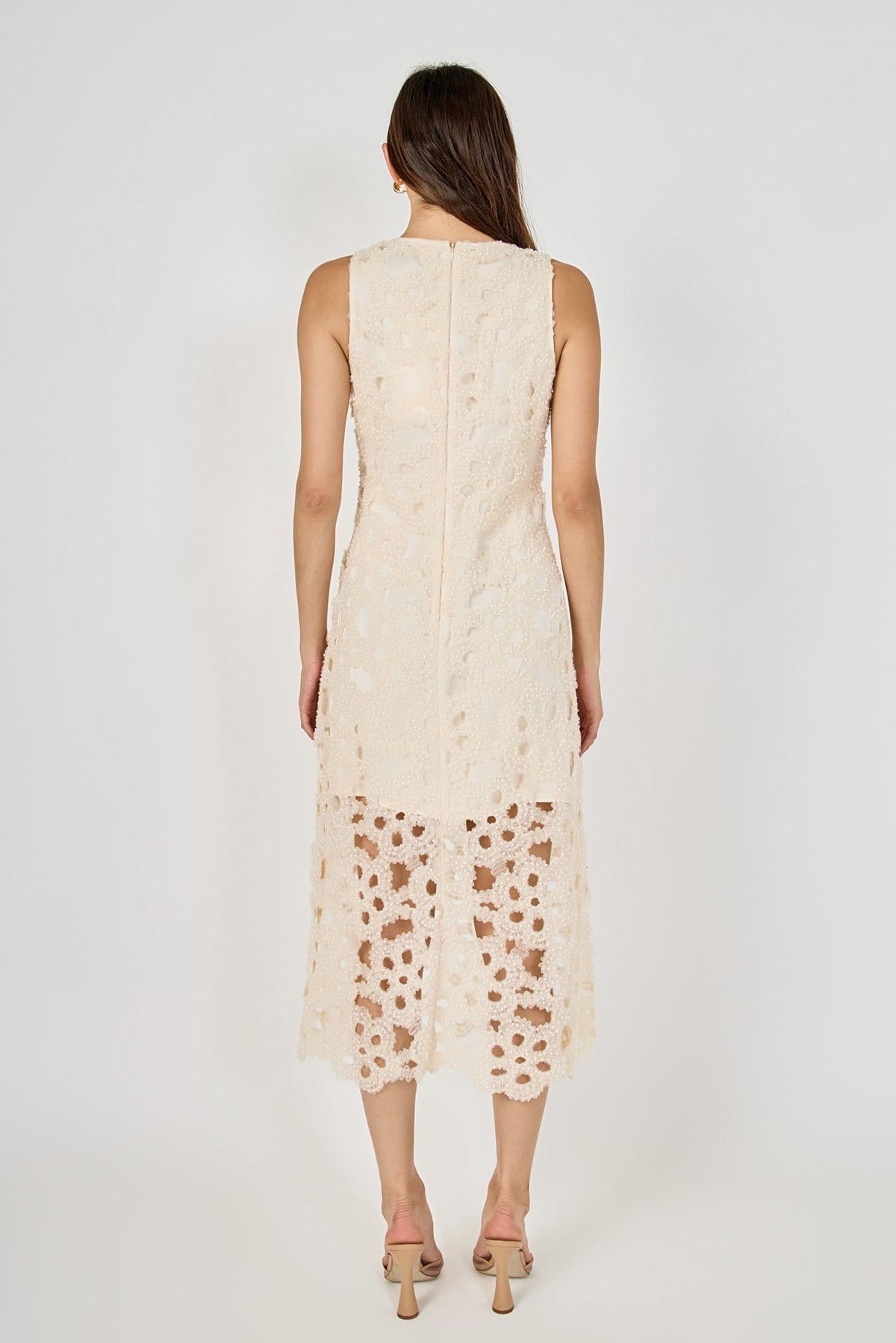 Endless Rose Quality | Pearl Floral Lace Midi Dress