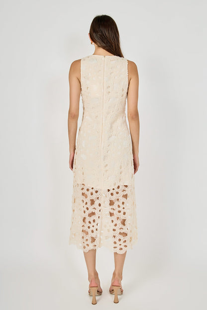 Endless Rose Quality | Pearl Floral Lace Midi Dress