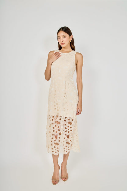 Endless Rose Quality | Pearl Floral Lace Midi Dress