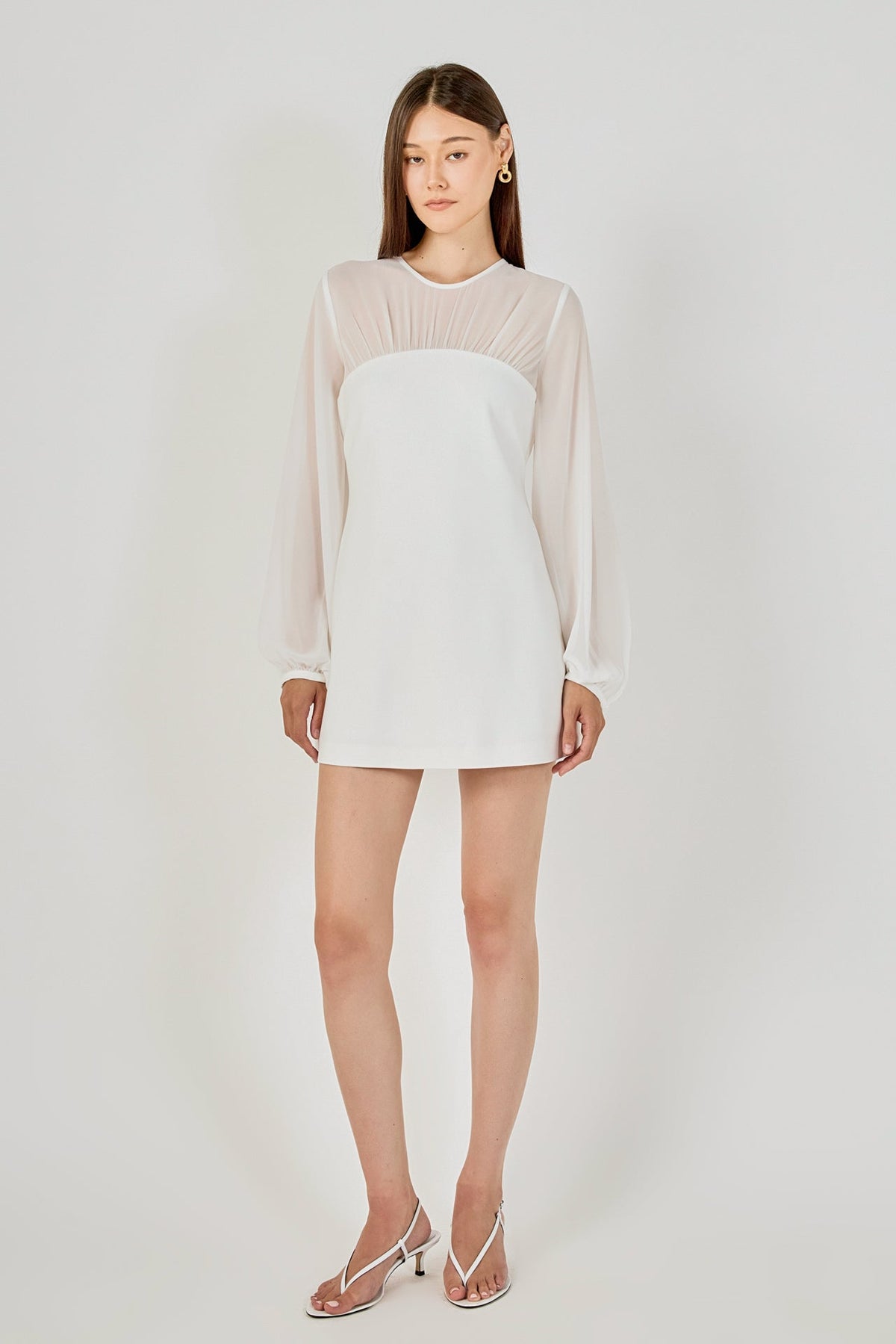 Endless Rose Hot Sale | Mixed Media Mini Dress with Puff Sleeves