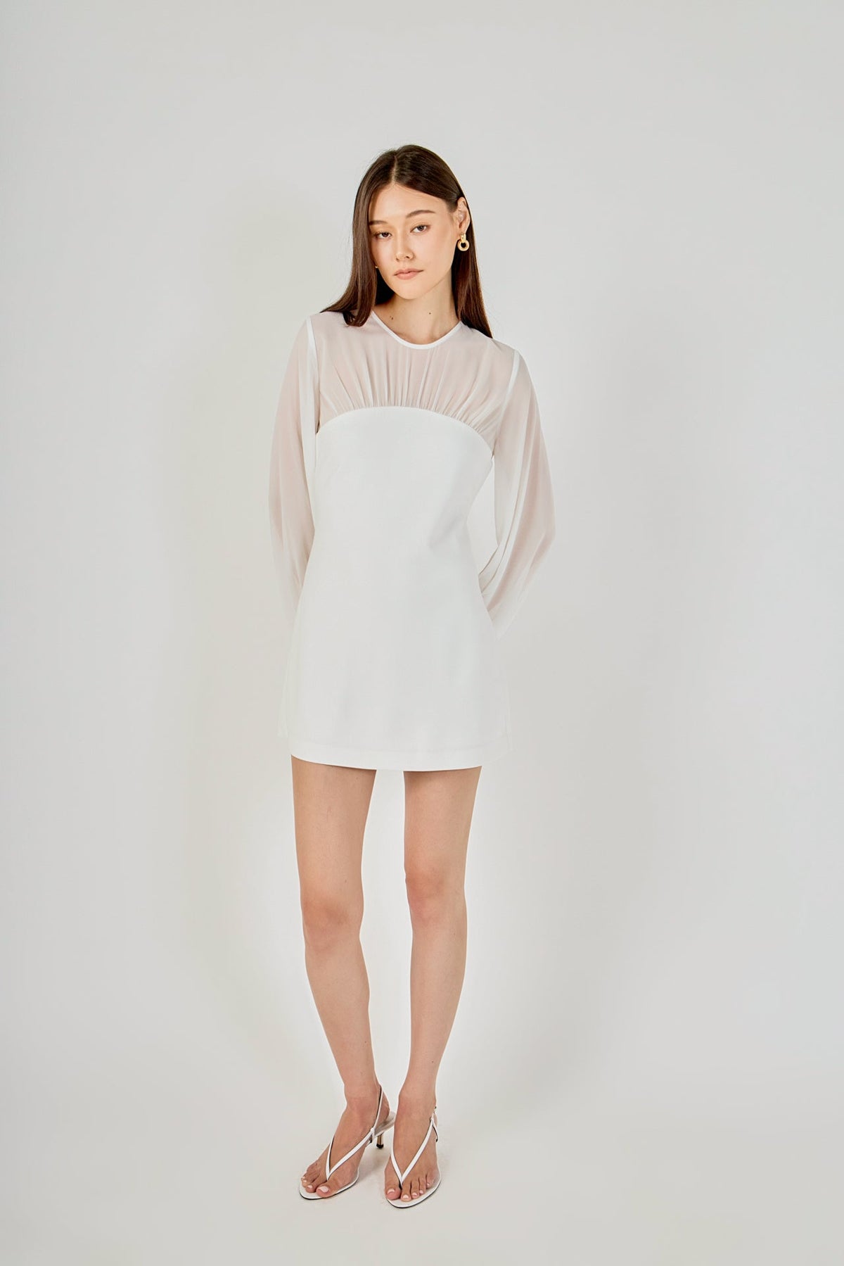 Endless Rose Hot Sale | Mixed Media Mini Dress with Puff Sleeves