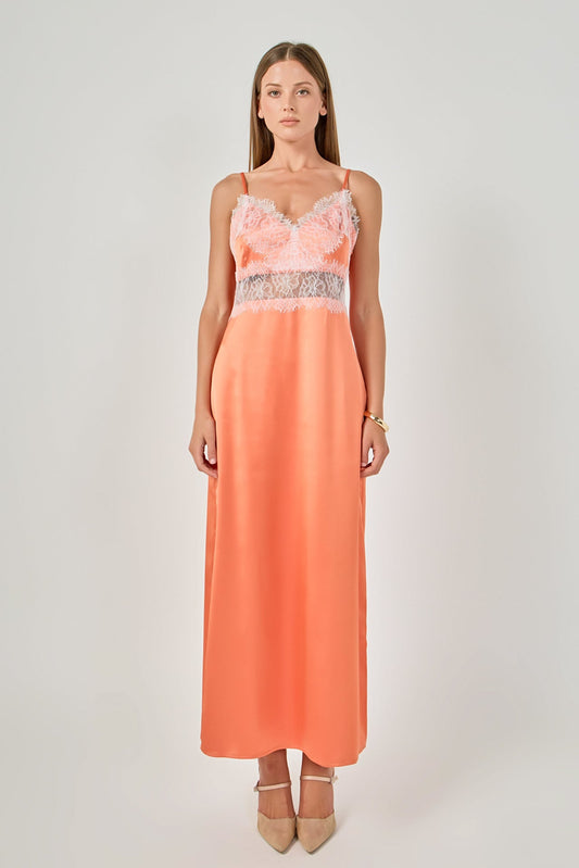 Endless Rose Best Price | Satin Lace Slip Maxi Dress