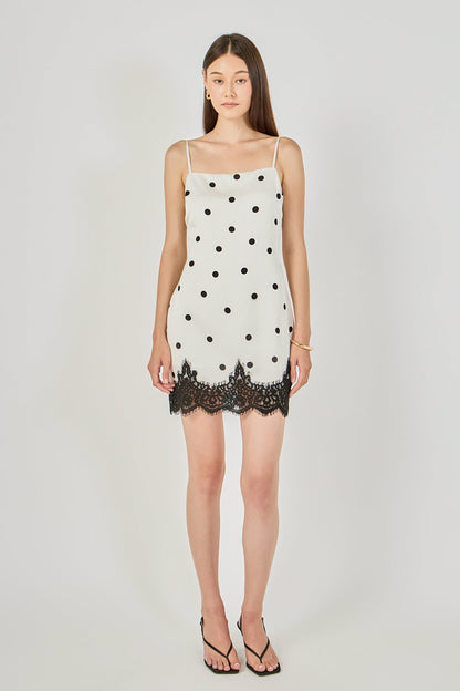 Endless Rose Popular | Lace Polka dot Slip Mini Dress