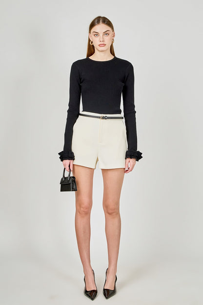 Endless Rose Popular | Ruffled Cuff Knit Top