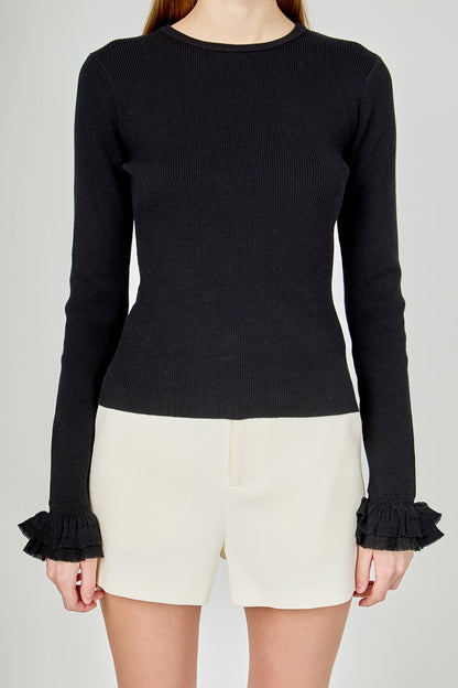Endless Rose Popular | Ruffled Cuff Knit Top