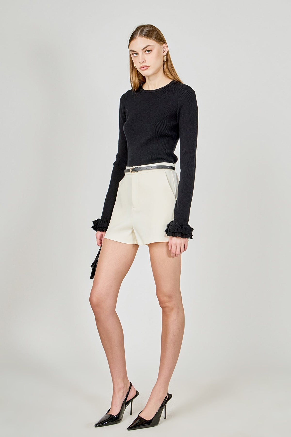Endless Rose Popular | Ruffled Cuff Knit Top