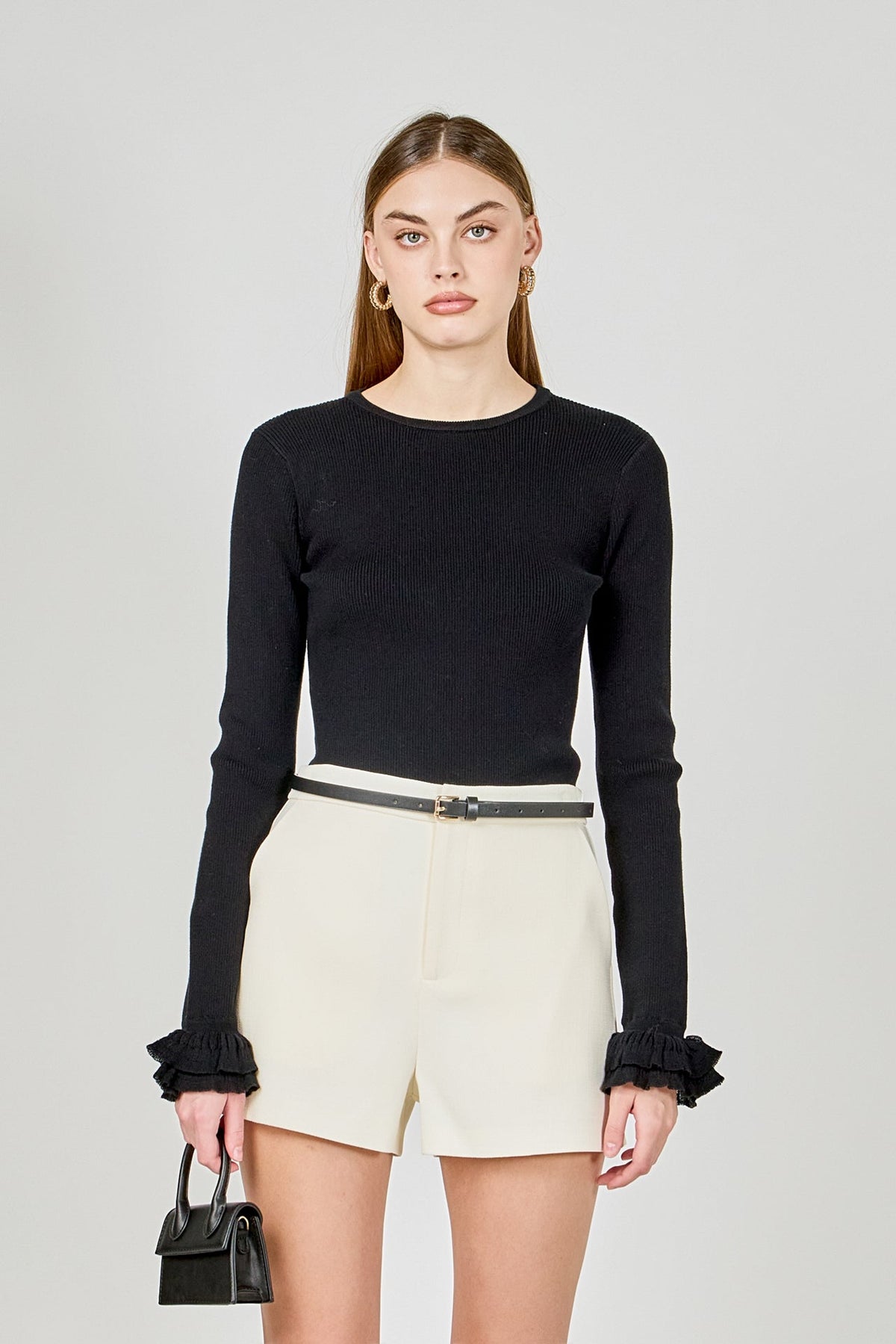 Endless Rose Popular | Ruffled Cuff Knit Top
