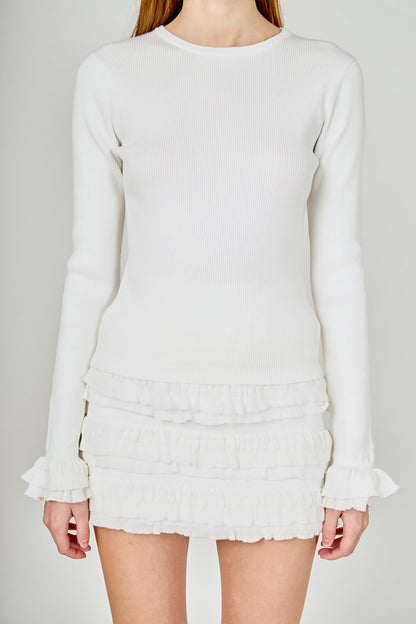 Endless Rose Popular | Ruffled Cuff Knit Top
