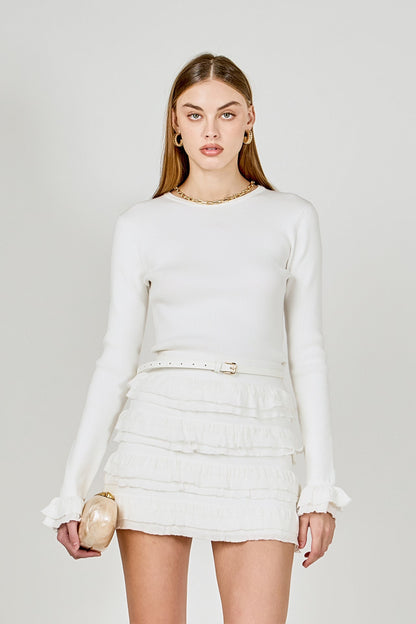 Endless Rose Popular | Ruffled Cuff Knit Top