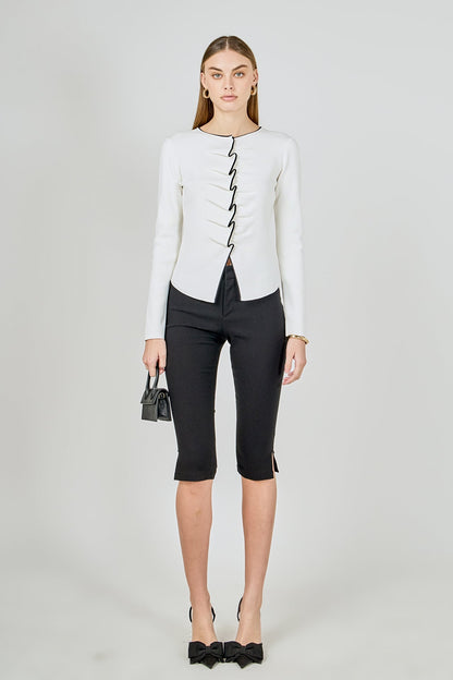 Endless Rose Featured | Ruffle Draped Knit Top