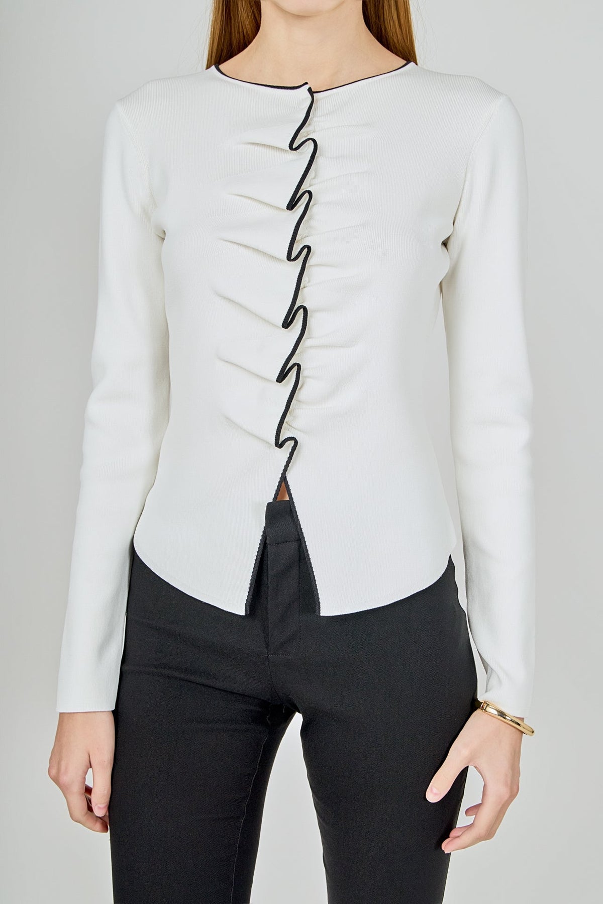 Endless Rose Featured | Ruffle Draped Knit Top