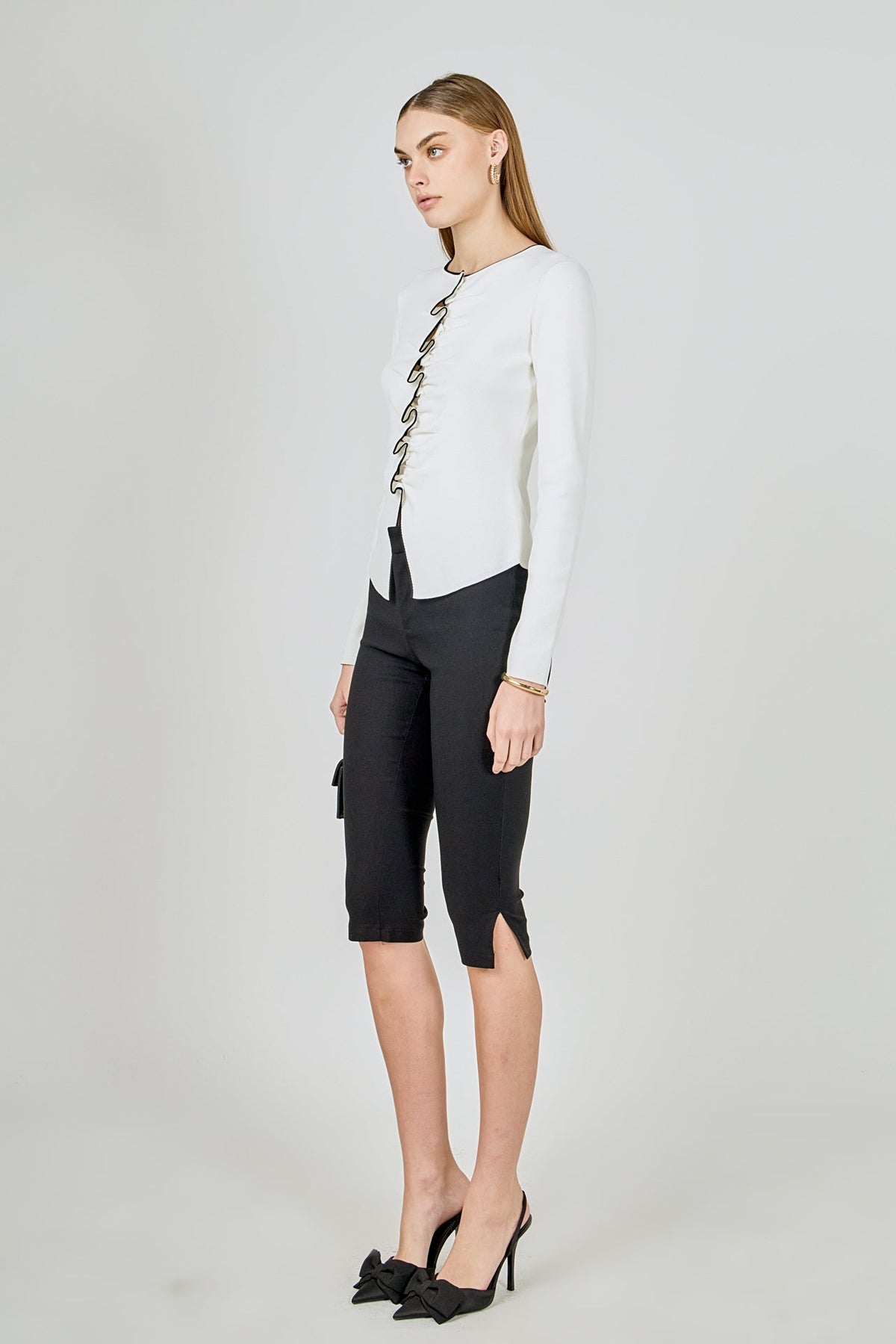 Endless Rose Featured | Ruffle Draped Knit Top