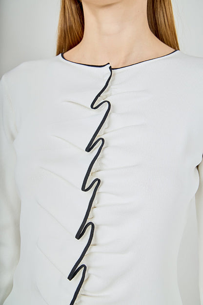 Endless Rose Featured | Ruffle Draped Knit Top