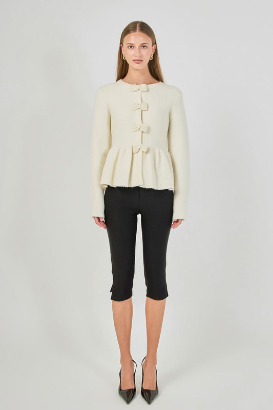 Endless Rose Deals | Bow Trim Flared Cardigan