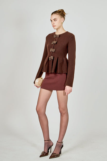 Endless Rose Deals | Bow Trim Flared Cardigan