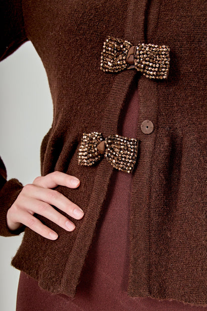 Endless Rose Deals | Bow Trim Flared Cardigan