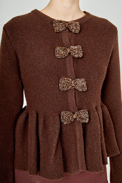 Endless Rose Deals | Bow Trim Flared Cardigan